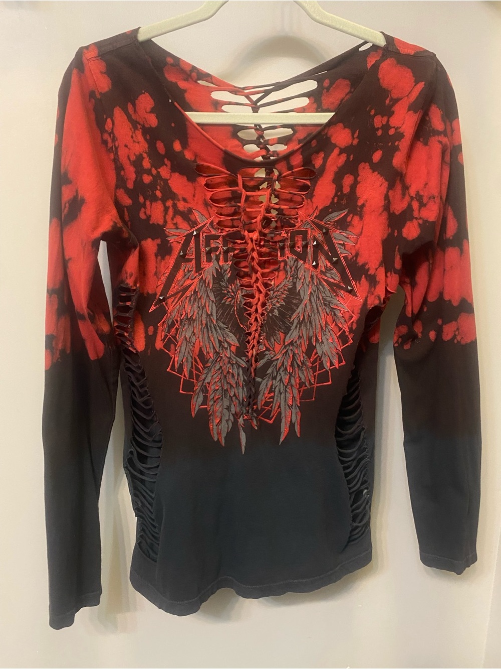 VTG Sinful by Affliction Shredded Bedazzled Y2K Top